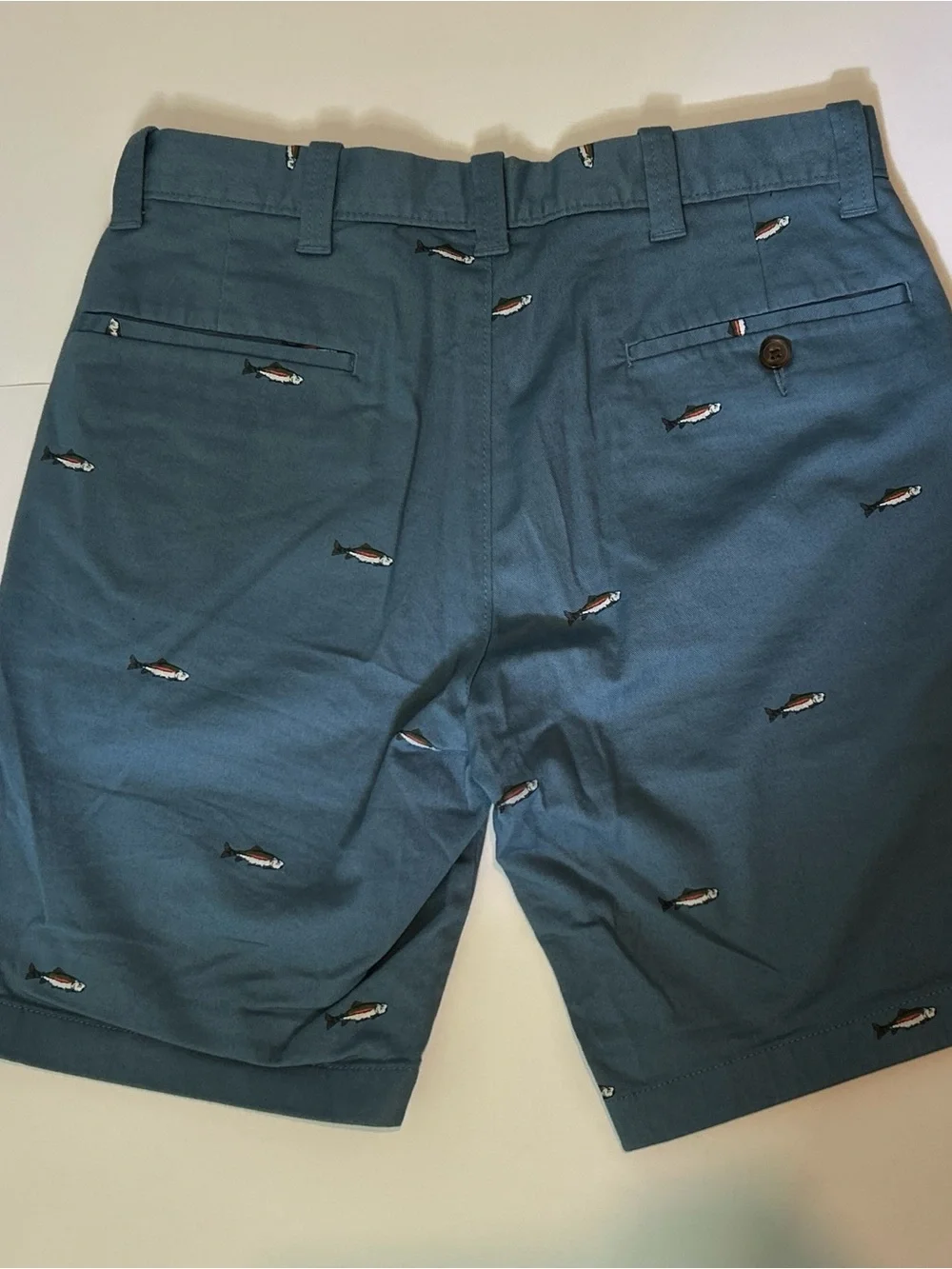 J. Crew Men's Teal Embroidered Fish Chino Shorts
